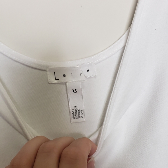 Leith scoop neck midi dress side slit XS white - Picture 3 of 6